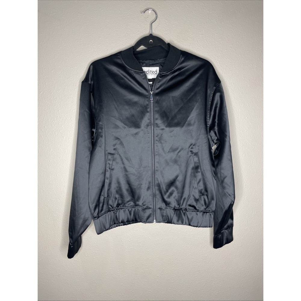 Edited By Remi Bader Women's Black Zip Up Bomber Jacket Size XSmall NWT